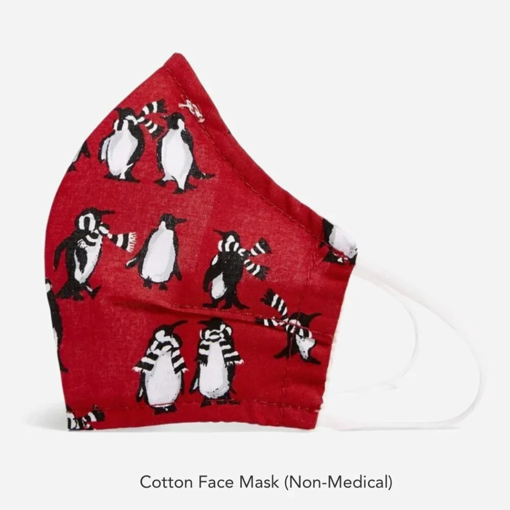 Vera Bradley Playful Penguins Face Mask Red Christmas Holiday NWT